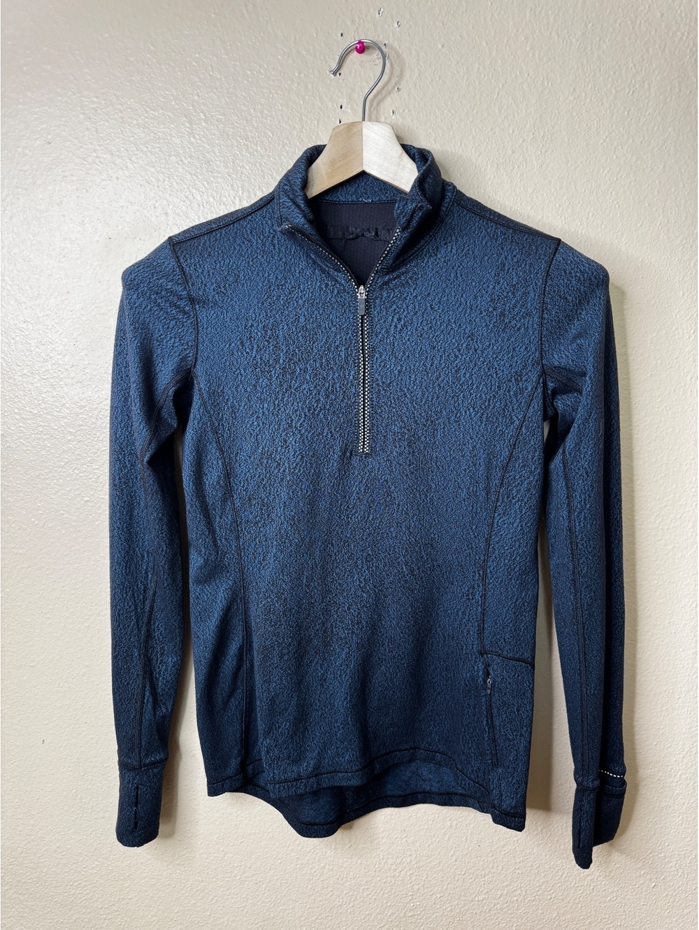 Lululemon Women’s Blue Black Heathered Half Zip Pullover 4 Long Sleeve Running